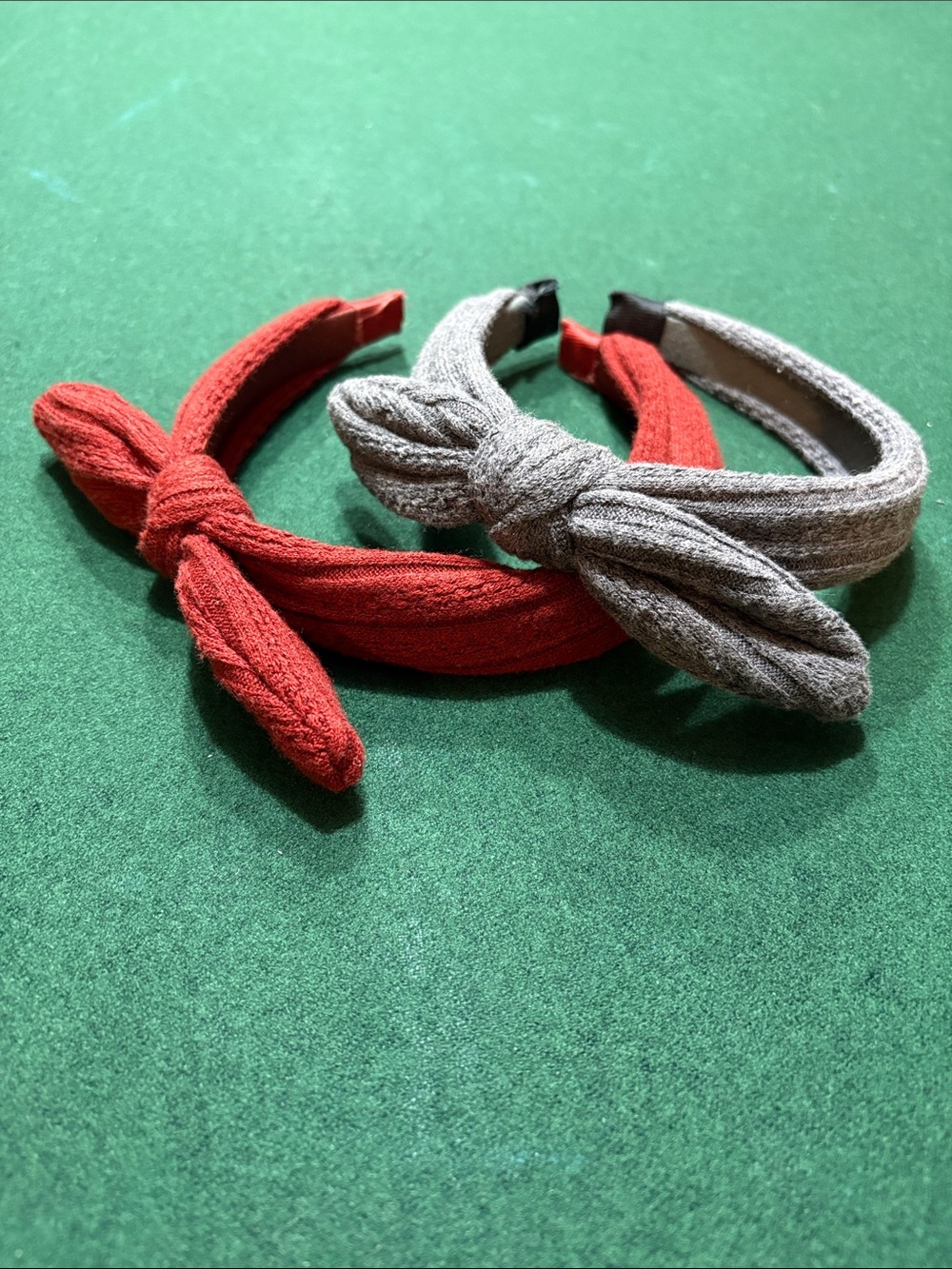 Knot Bow Headbands - Red and Gray
